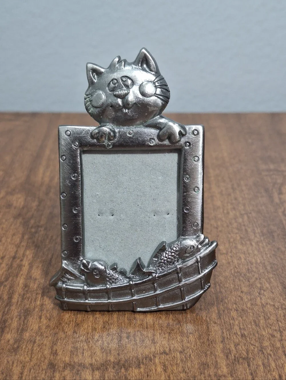 Set Of 2 Connoisseur Heavy Silvertone 3D Kitty Cat Mini Picture Frames Whimsical